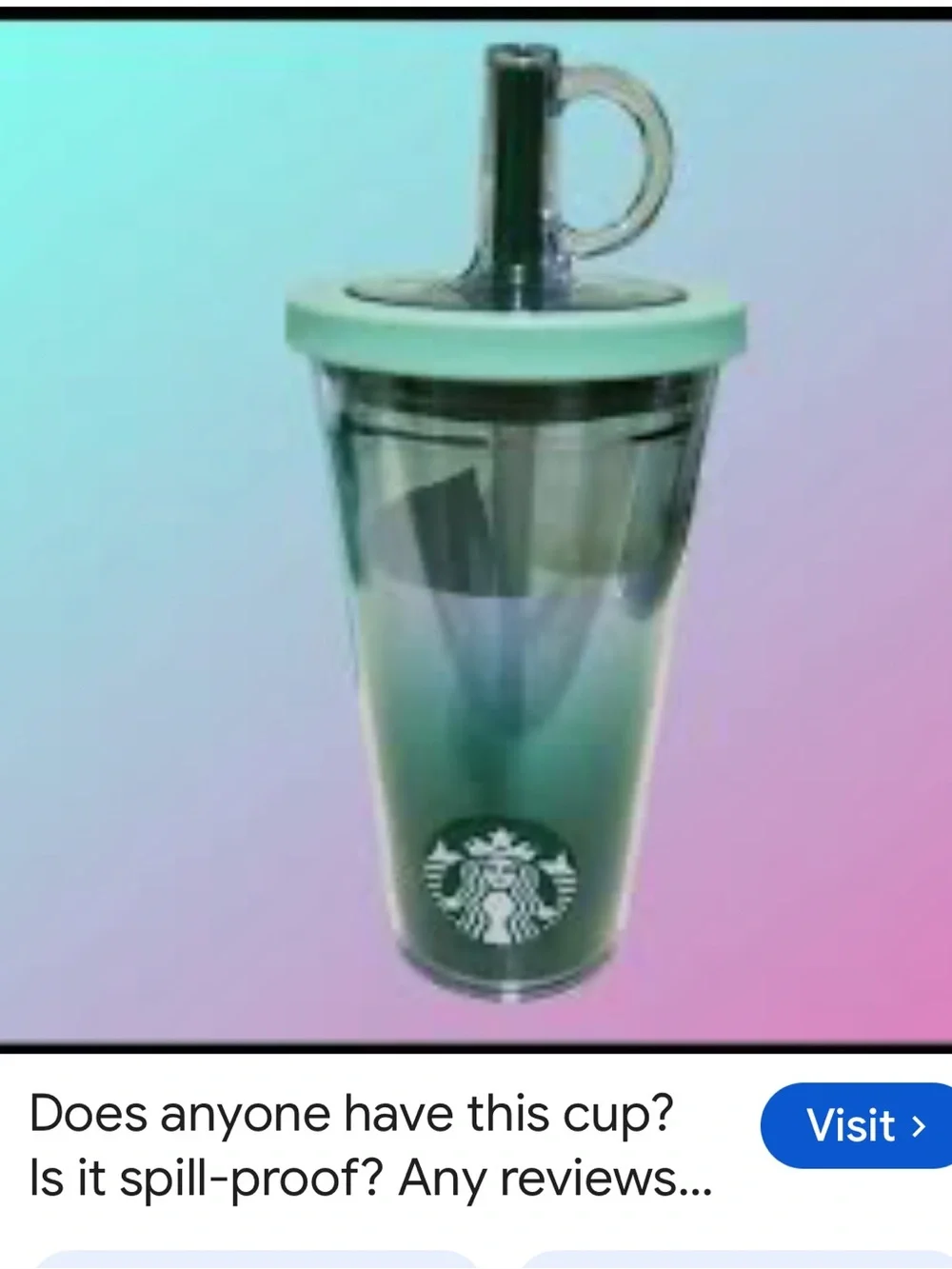 #3113*Starbucks Green Ombre Reusable Cold Cup with Mint Lid and Straw